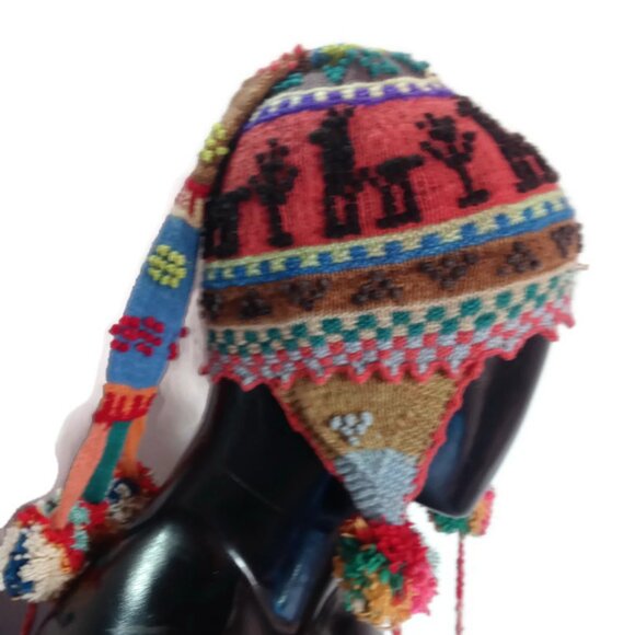 Unisex Beanie Knitted Sheep Wool Warm Winter Andean Mountains Cusco